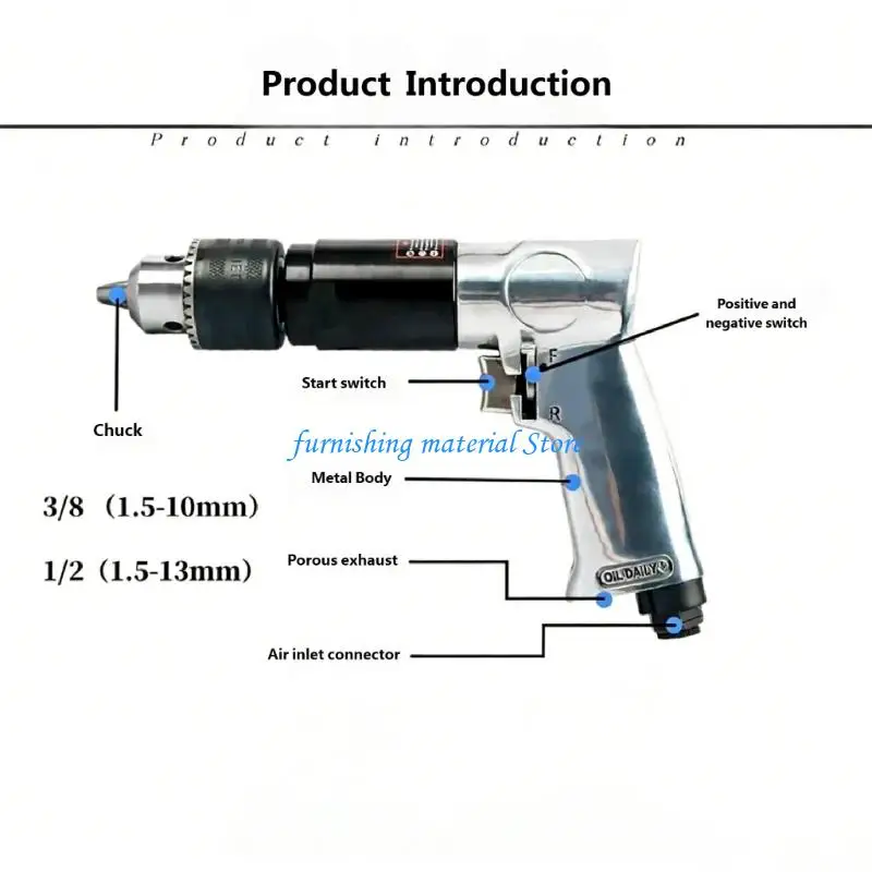 Y5GD Reversible Air Drill 3/8inch/1/2inch High Speed Pneumatic Drill Reversible