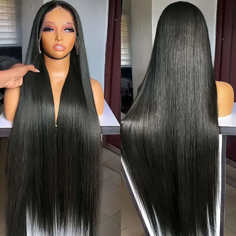 # 1b 200% densidade 13x6 perucas dianteiras do laço para mulheres em linha reta cor natural perucas de cabelo humano pré arrancadas perucas para mulher