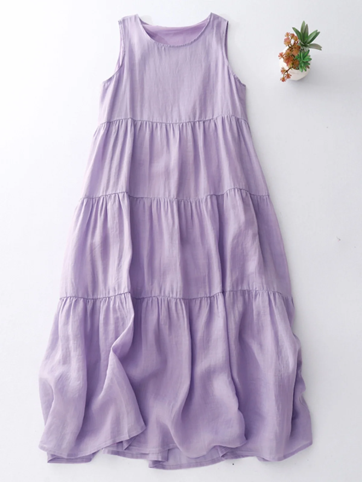 Retro Forest System Lilac Vest Skirt Women's Summer Slimming Anti-Aging Japanese Sle Puffy Skirt Cake Skirt Svel Dr