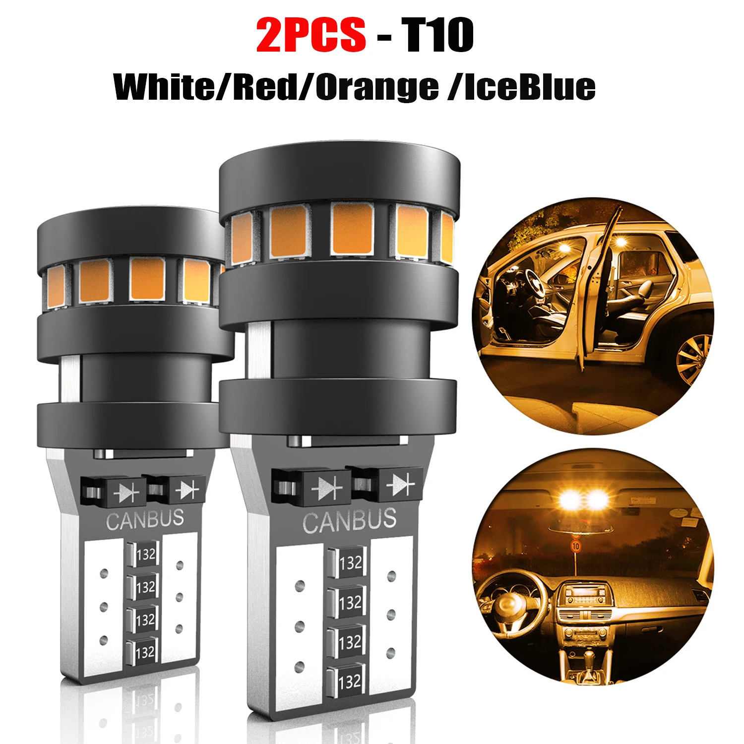 2X T10 W5W 194 168 2825 18SMD 2015 Canbus LED Parking Light Bulbs White/Red/Orange /IceBlue For Trailblazer Traverse Uplander