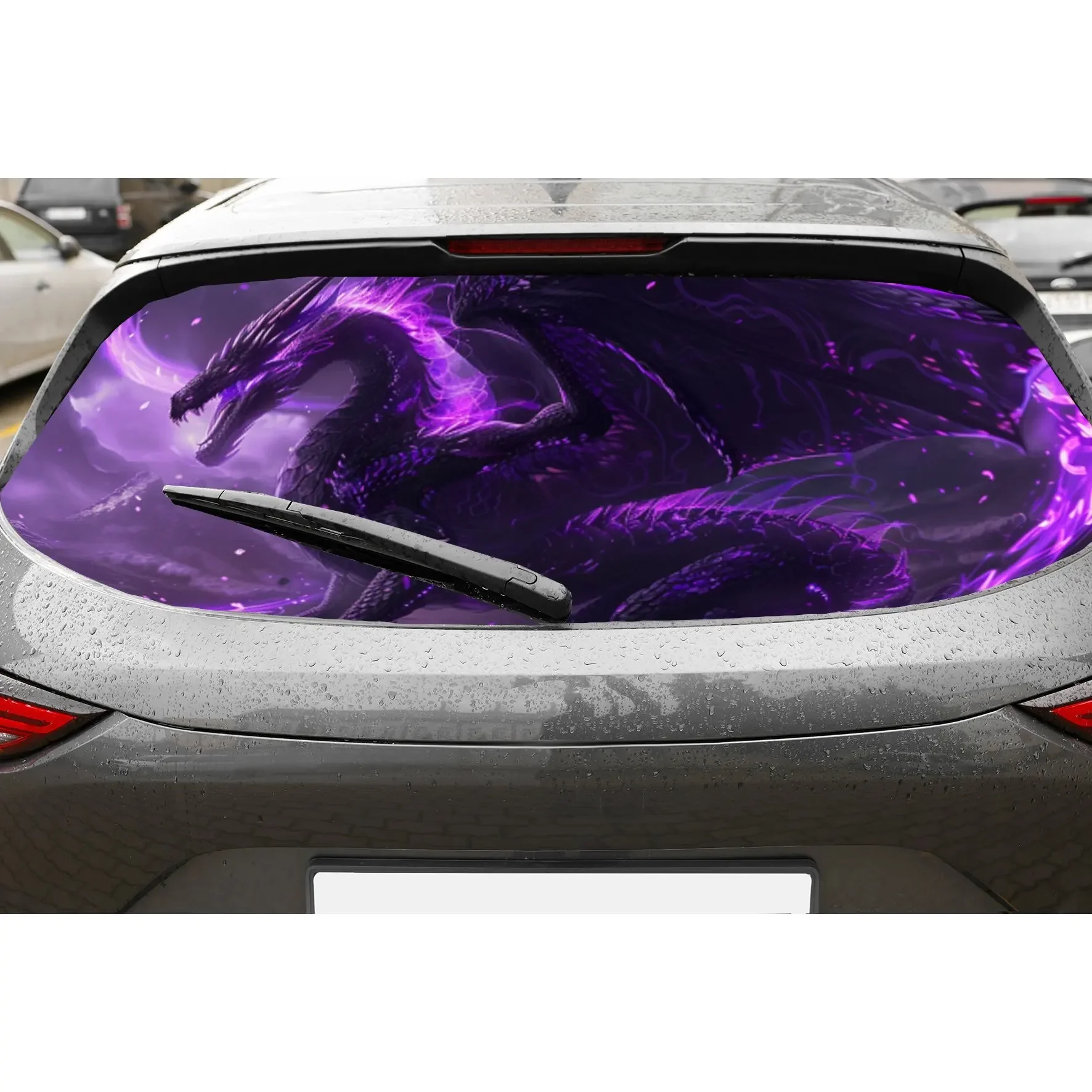 The Domineering Black Dragon Print Car Rear Windshield Sticker Truck Window See Through Perforated Back Window Vinyl Wrap Decal