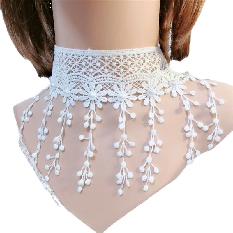 Accessories White Lace Necklace Choker Women\'s Clavicle Chain Tassel Collar Women\'s Neckband