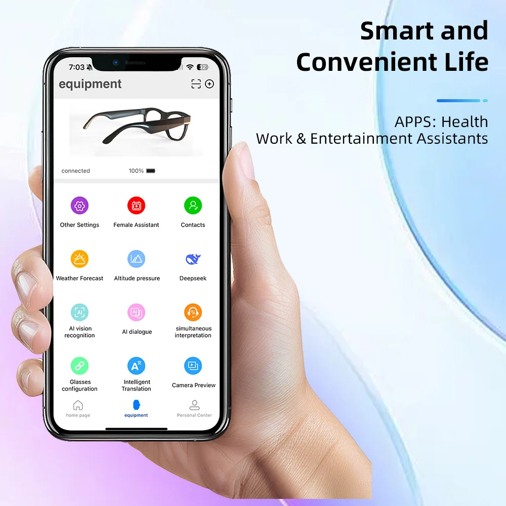 Domars AI Glasses Include High-definition Camera Multilingual Intelligent Translation Built-in Photo and Video Recording System