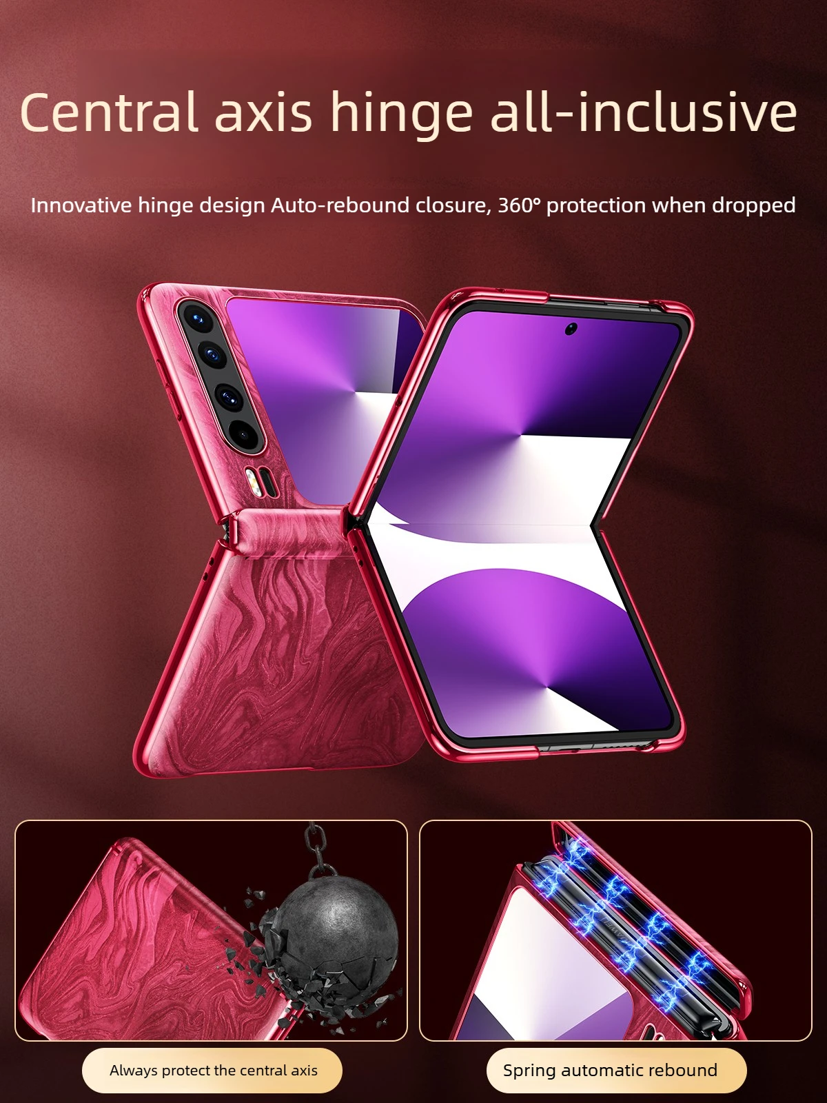 

Central Axis Hinge Protection Phone Case for Huawei Pura X Pocket2 FashionFlowing Light Brocade Texture for Huawei Pocket S Case