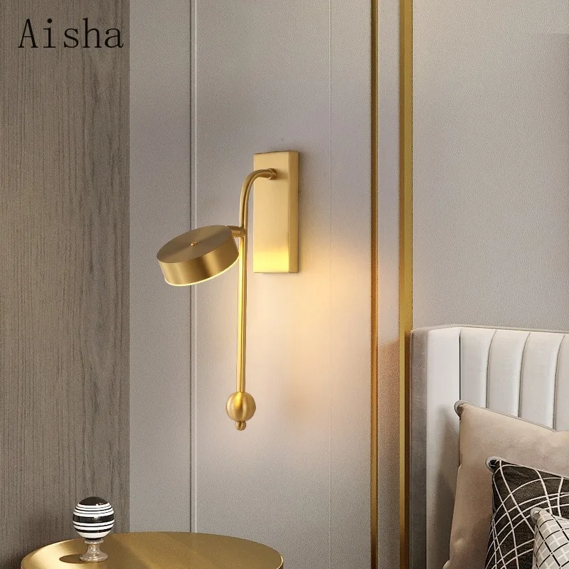 

Постмодернистский медный настенный светильник, скандинавский креативный проход, спальня, прикроватные бра для гостиной, фоновое украшение