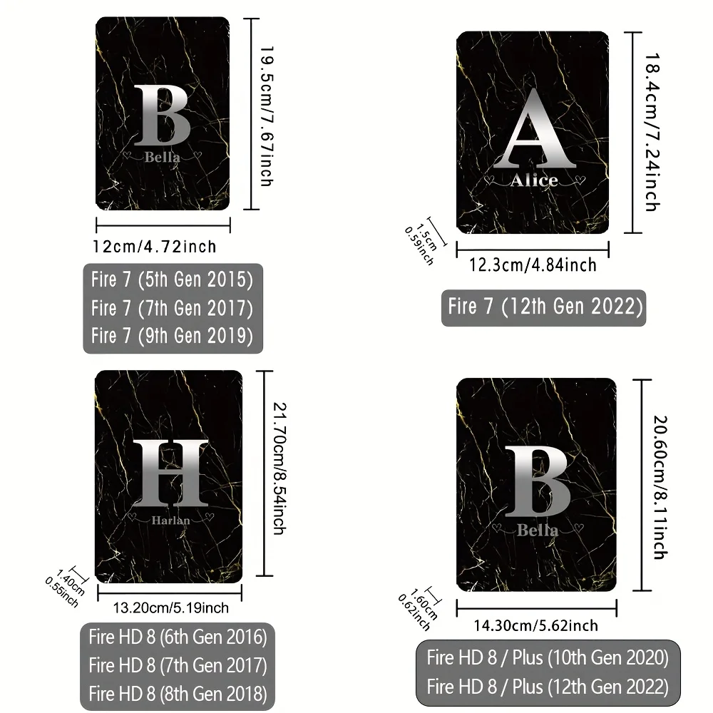 Customized Name Stand PU Case for Fire 7 Fire HD 8 Fire HD 8 Plus Foldable Tablet Cover Case Dual Layer Protective Shell Sleeve