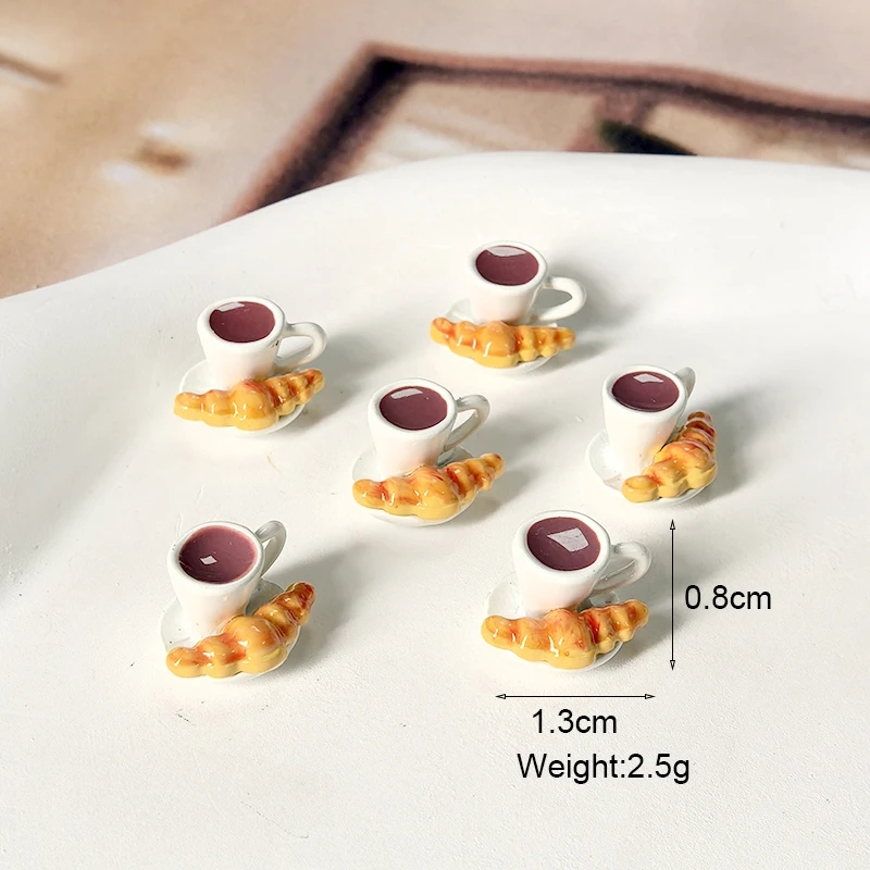 10/30 قطعة دمية فنجان قهوة صغير سبيكة السحر Kawaii مصغرة الإفطار الكرواسون الكعك قلادة Earring بها بنفسك القرط صنع المجوهرات #5
