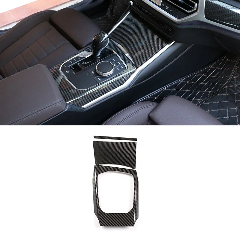 For BMW 3 4 Series G20 G28 G22 2020-2025 ABS Carbon Fibre Car Center Console Gear Shift Panel Frame Cover Trim Car Accessories