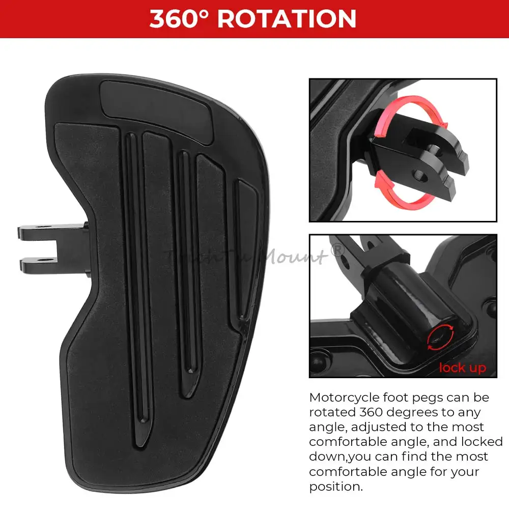 2x Motorcycle Adjustable Non-slip Front Floorboards Black Aluminum Metal+Rubber Footrests For Harley Davidson Softail Sportster
