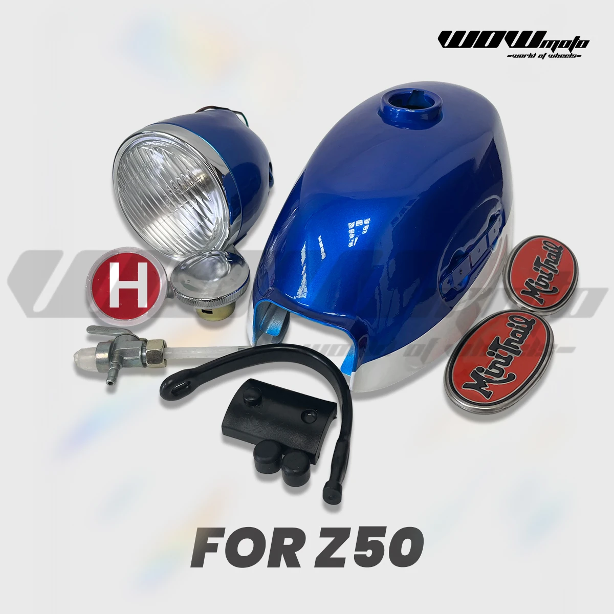 Mini Moto Fuel Tank & Headlight Combo For Monkey Z50 K2 1971 | 4L Steel Tank & Flat Bucket Assembly Kit | Custom Motorcycle Part