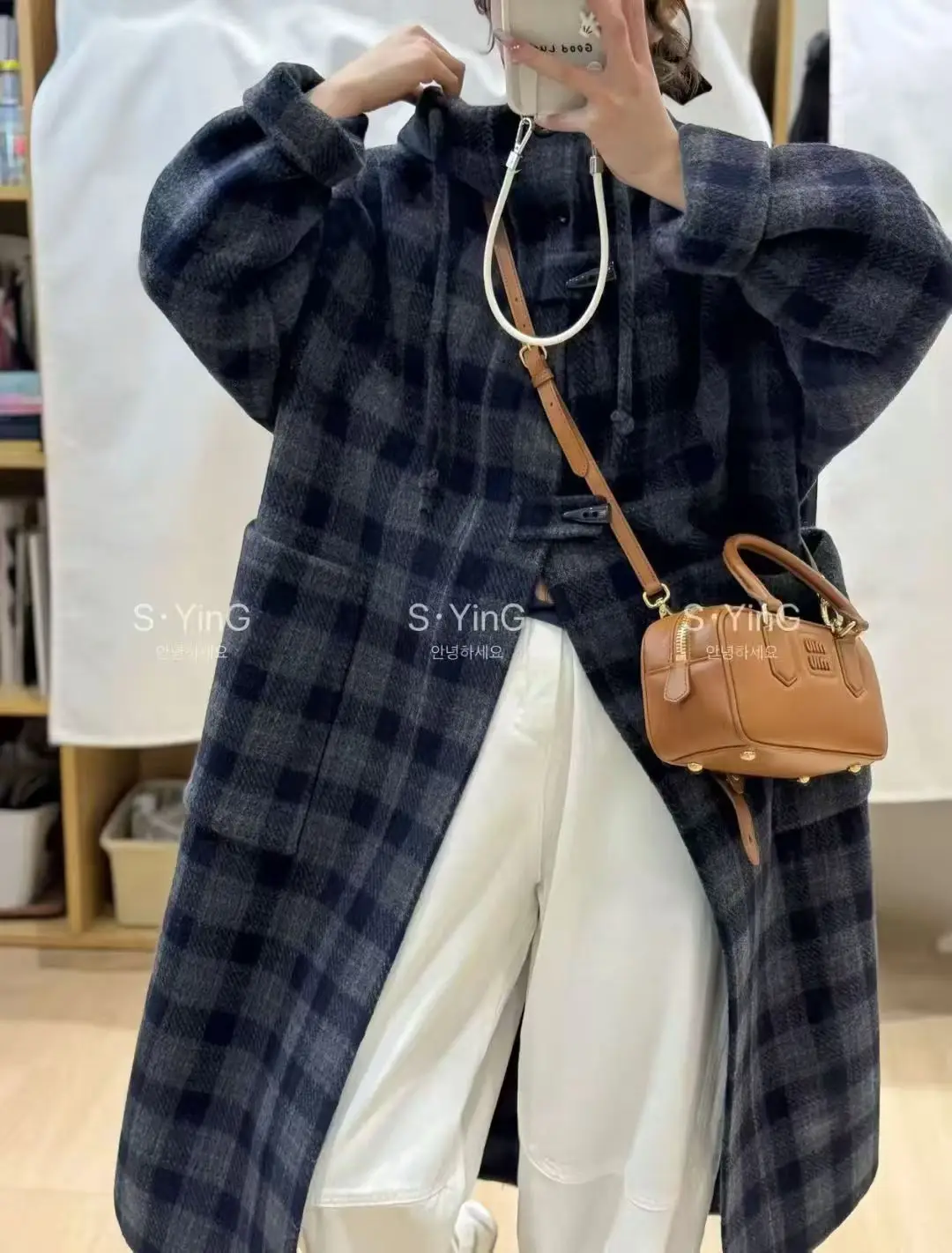 

Женский клетчатый пиджак SuperAen, осень-зима 2021, новый свободный модный топ, пиджак, пальто