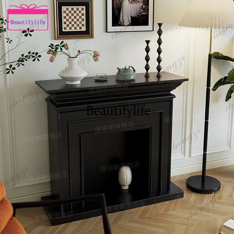 a55 French simulation flame retro black fireplace decorative cabinet homestay entrance home living room entrance cabinet live br