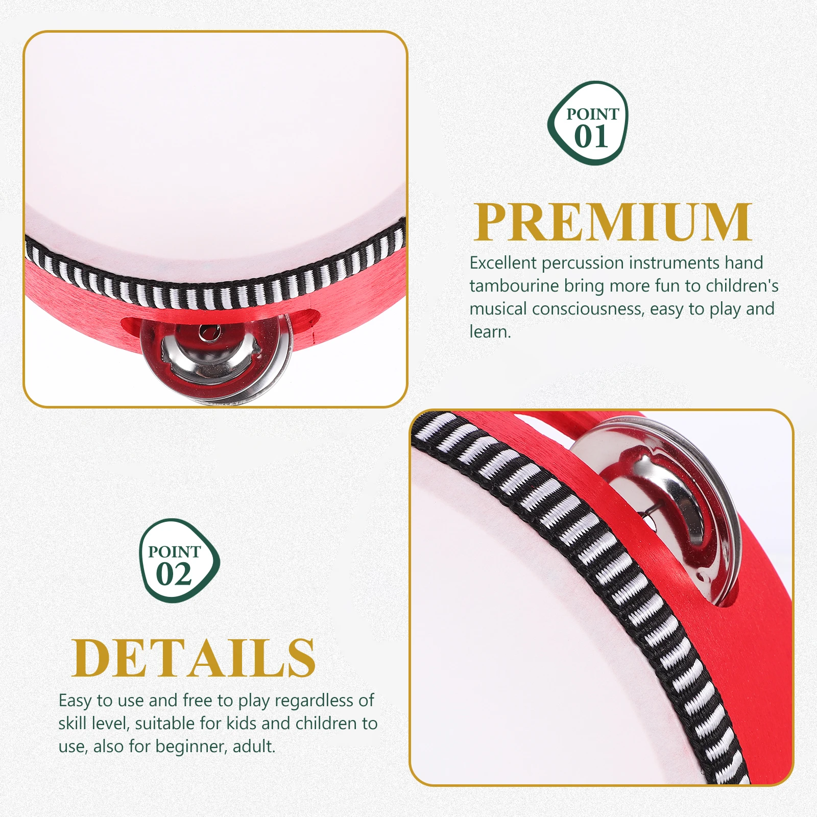 

Wooden Tambourine Inch Red Kids Tambourine Drum H Drum for Kids Adults Percussion Instrument Musical Toys Educational Aid