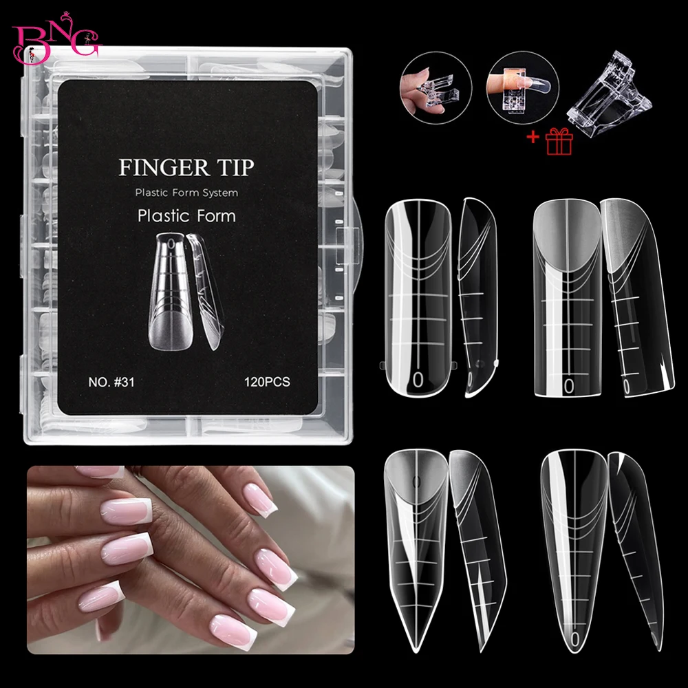 BNG 120/140PCS Poly Nail Gel Nagelform Sarg Dual Nail Forms für Builder Gel Stiletto Nagelverlängerungsspitzen für Nail Art Maniküre – Detail 1