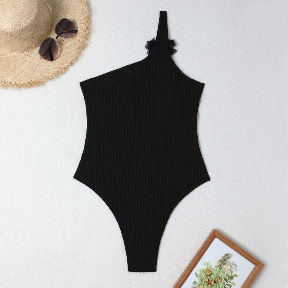 Sexy 3d fleur irrégulière côtelé maillots de bain une pièce creux femmes bikinis maillots de bain maillot de bain plage tenues body tankini