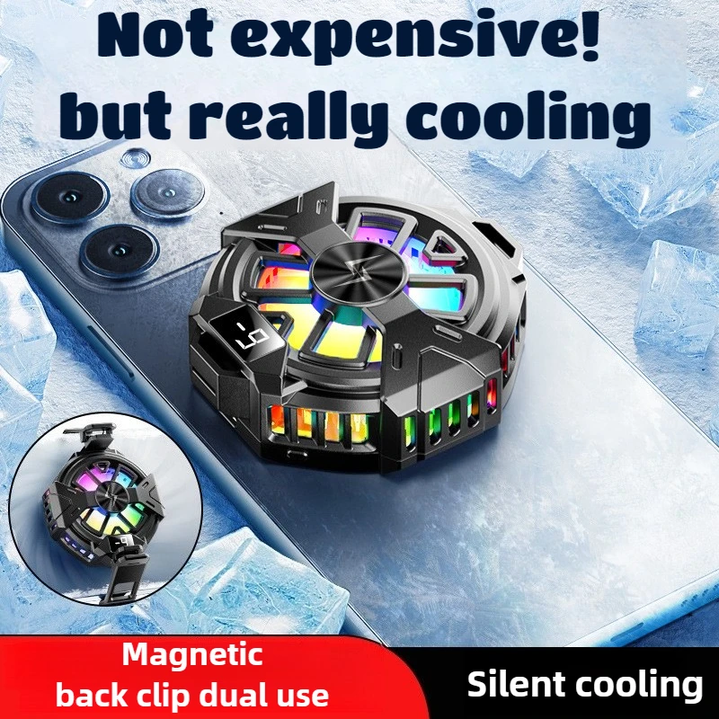 

P60 Mobile Phone ABS+Alloy Magnetic/ Back-clip Semiconductor Cooling Radiator with RGB Light for IOS Android Gaming Accessories
