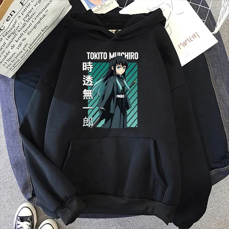 Hoodies for Men and Women Japanese Anime Demon Slayer Harajuku Muichiro Tokito Graphic Print Sweatshirt Casual Pullover