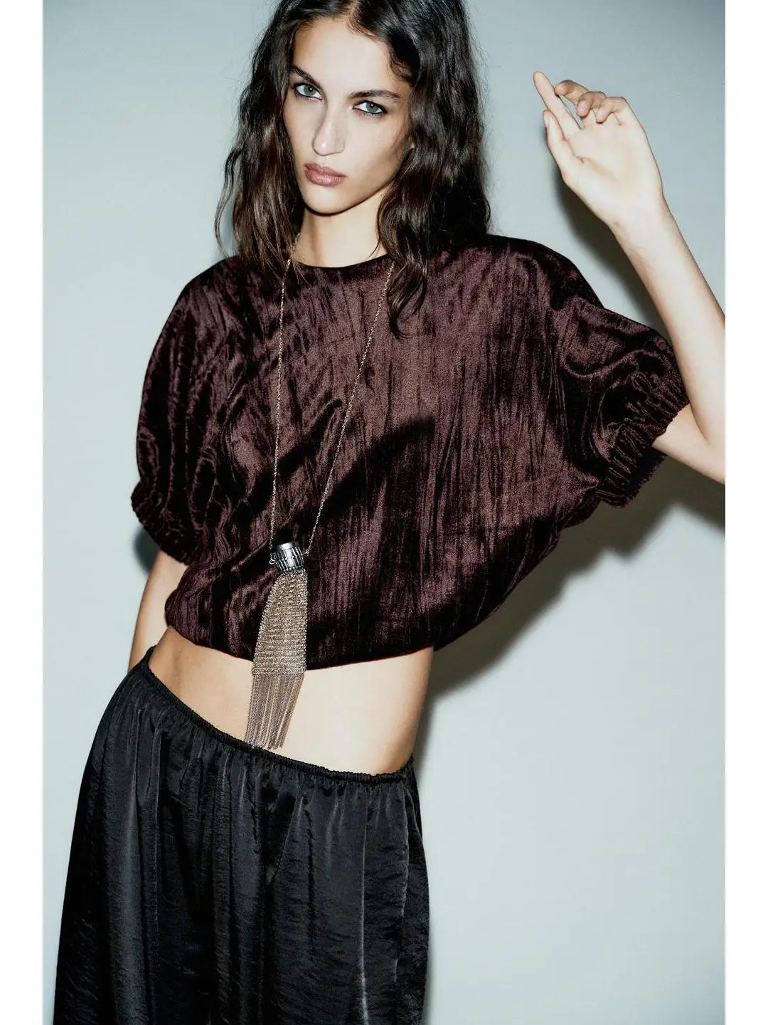 

Sweet Sle Velvet ort Sve Top Balloon Version Loose Fit Slimming Effect Autumn Winter Collection Women's Faion