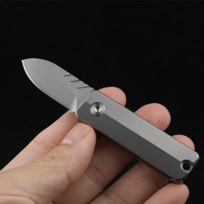 Titanium Alloy Folding Knife Mini Portable Pocket Knife Spin Handle Pressure-Relief EDC Tools Unboxing Cutter Survival Multitool