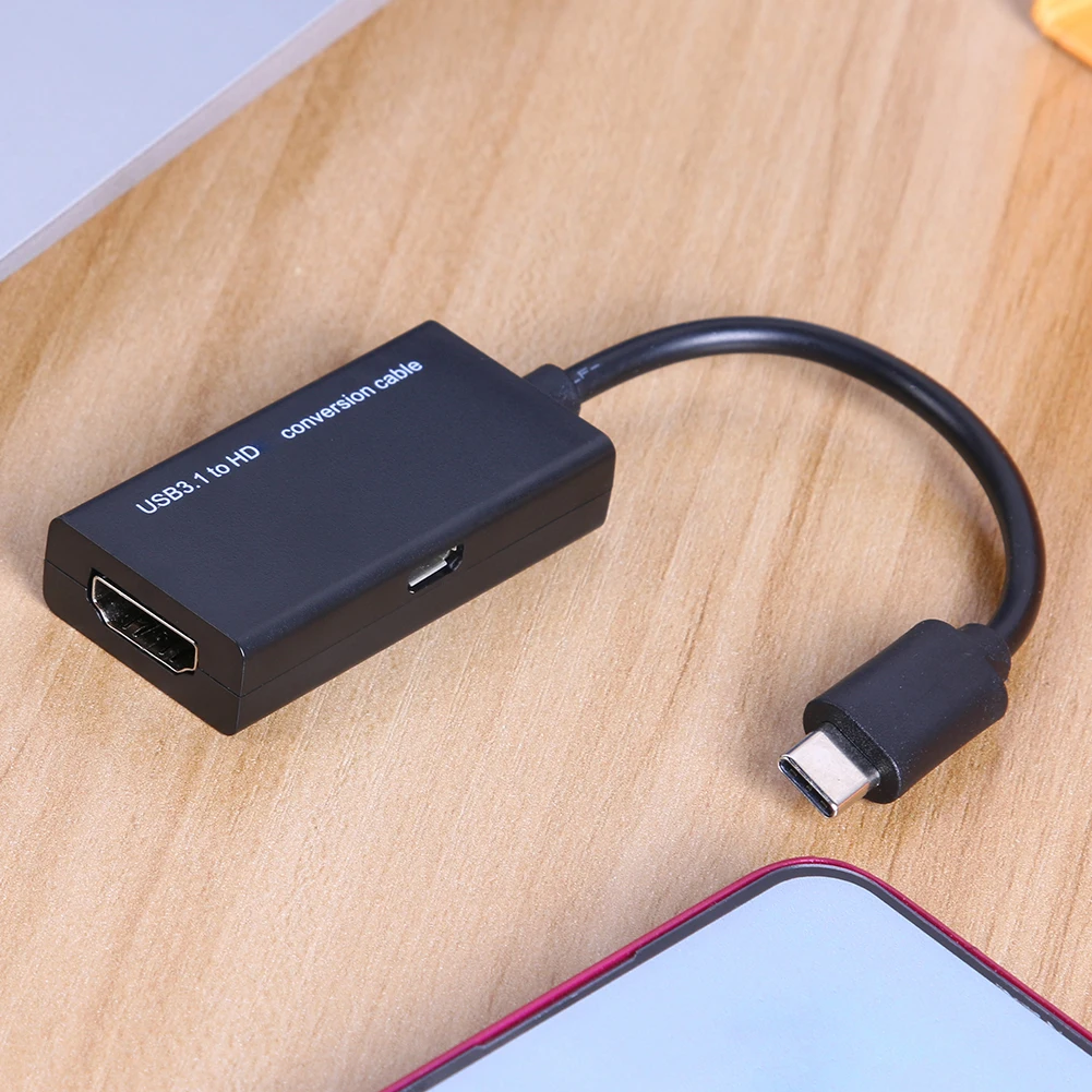 محول USB من النوع C إلى HDMI متوافق مع الإناث ، محول لجهاز MHD اللوحي للهاتف المحمول أندرويد