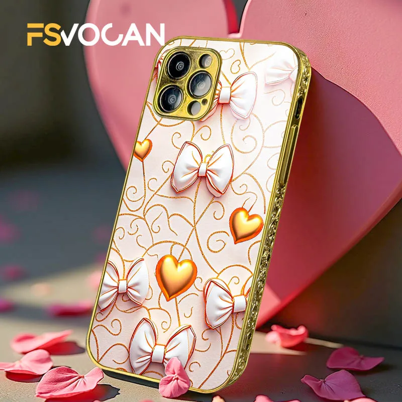 Como delicado como un lazo funda para iPhone 17 16 15 14 13 12 11 Pro Max 18 cubierta de núcleo emocional Guirlande interior corazón amoroso