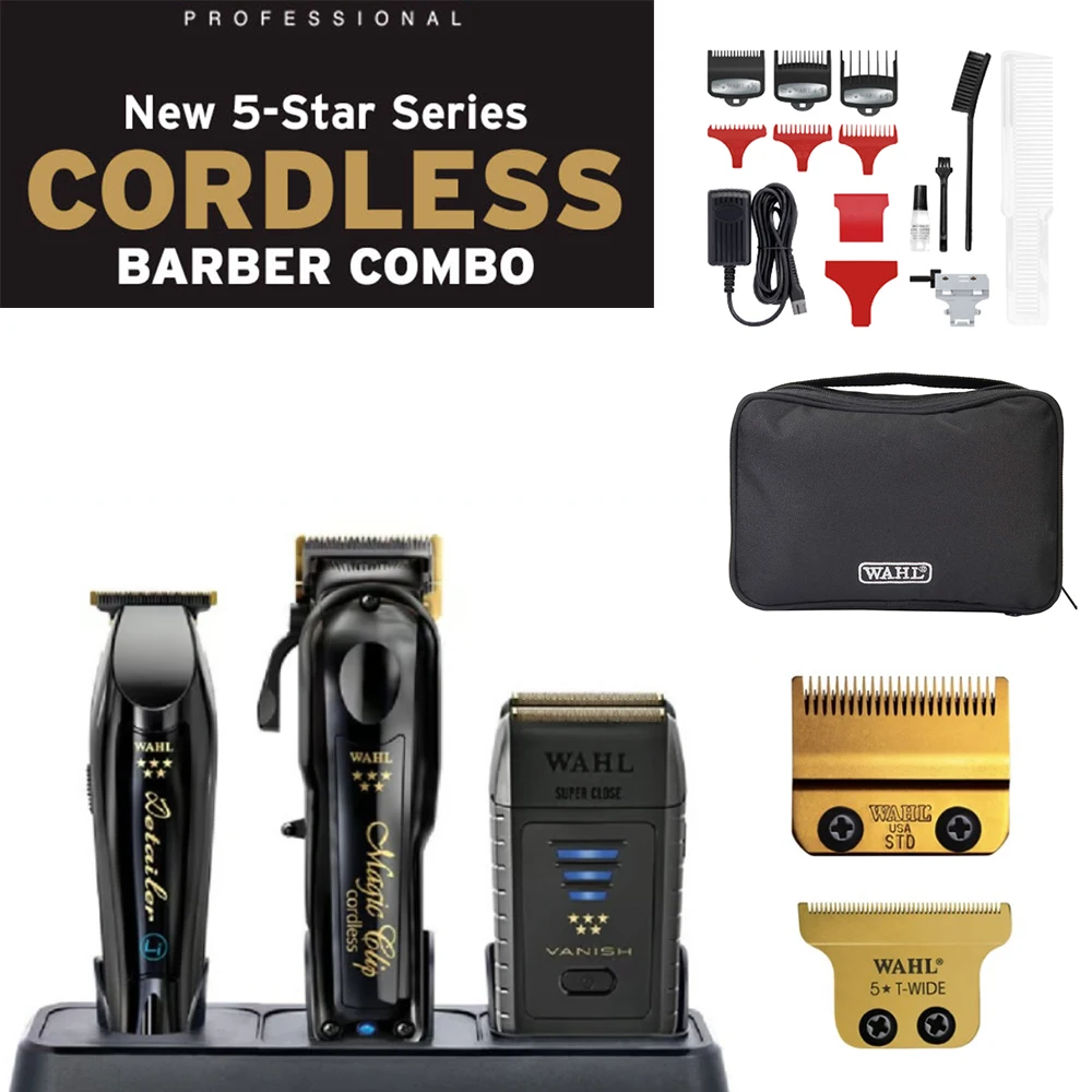 شفرات بديلة للملحقات 707Z 802G لـ FX Black Clipper Trimmer Wahl Barber Combo Set مشبك سحري لاسلكي ذهبي تفصيل Li