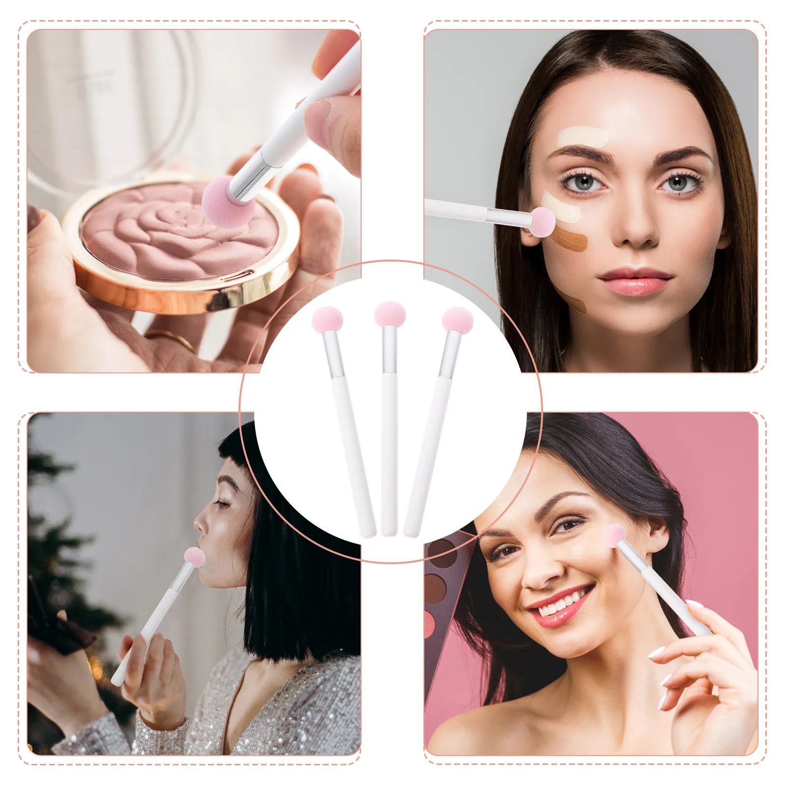 

3Pcs Reliable Concealer Makeup Sponges with Handle for Practical Application Mushroom Head Sponge Concealer Sponge Head