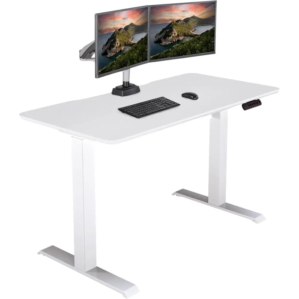 

48x24 Adjustable Standing Desk, 4 Memory Heights, 2-Piece Laminate Top, Sturdy T-Legs, Supports 150 lbs, Easy Assembly, White