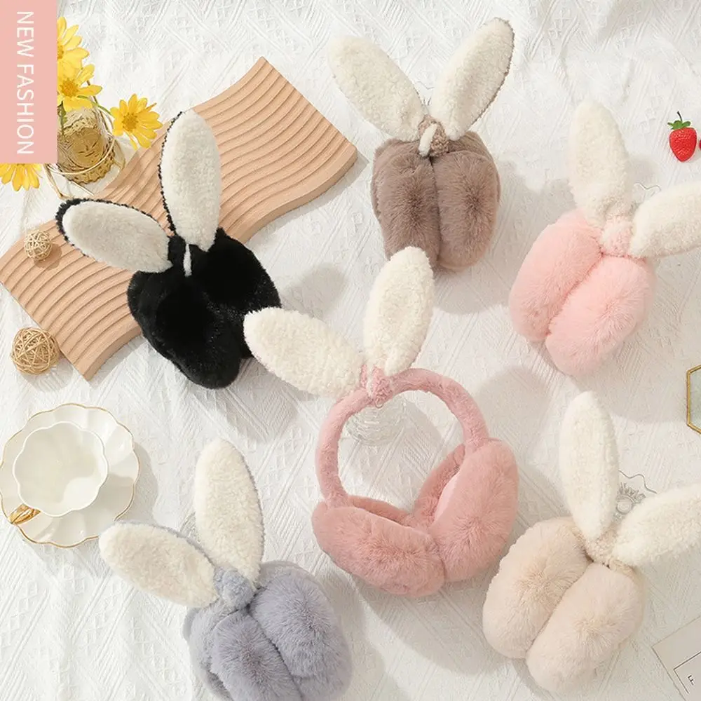 

Keep Warm Fluffy Earmuffs Portable Plush Cold Protection Windproof Ear Cap Soft Foldable Winter Earflaps