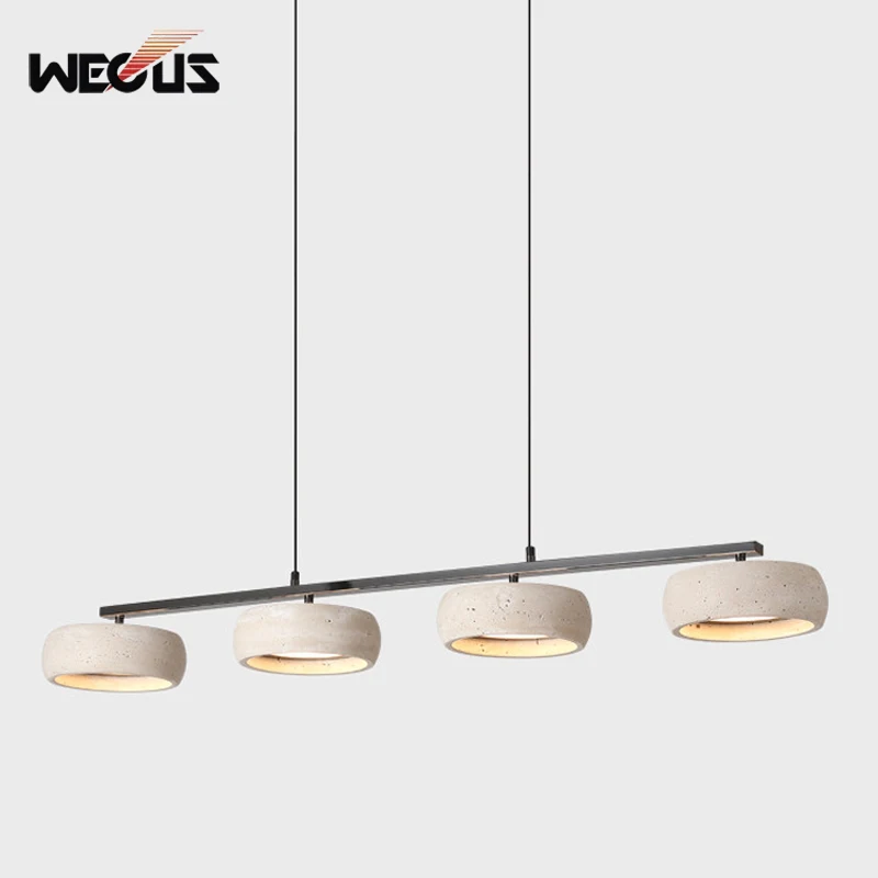 Wabi Sabi Mid Century Yellow Travertine Pendant Light Designer Lamp For Dining Room Tea Room Bedroom Living Room Lighting