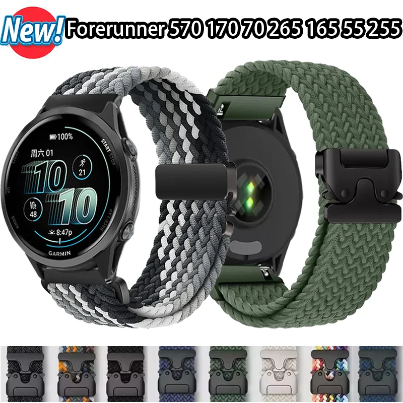 Geflochtenes Nylonarmband für Garmin Forerunner 570 170 70 265 165 55 255 Music mit Fallschirmschnalle Uhrenarmband Garmin Venu 3 Active5 Gürtel