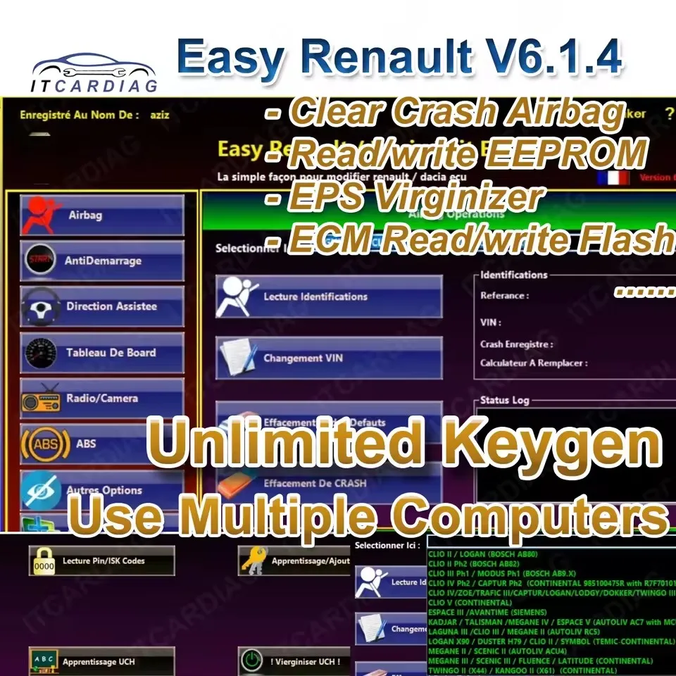 

Car tool Easy Renault 6.1.4 Renault 6.1.4 Software voor Renault ECU