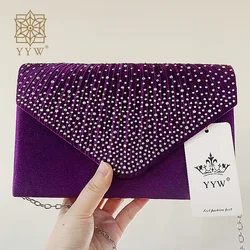 Bolso de mano Morado para mujer, cartera de mano de cuero PU de lujo, diseño de sobre, para fiesta de noche y verano, 2024