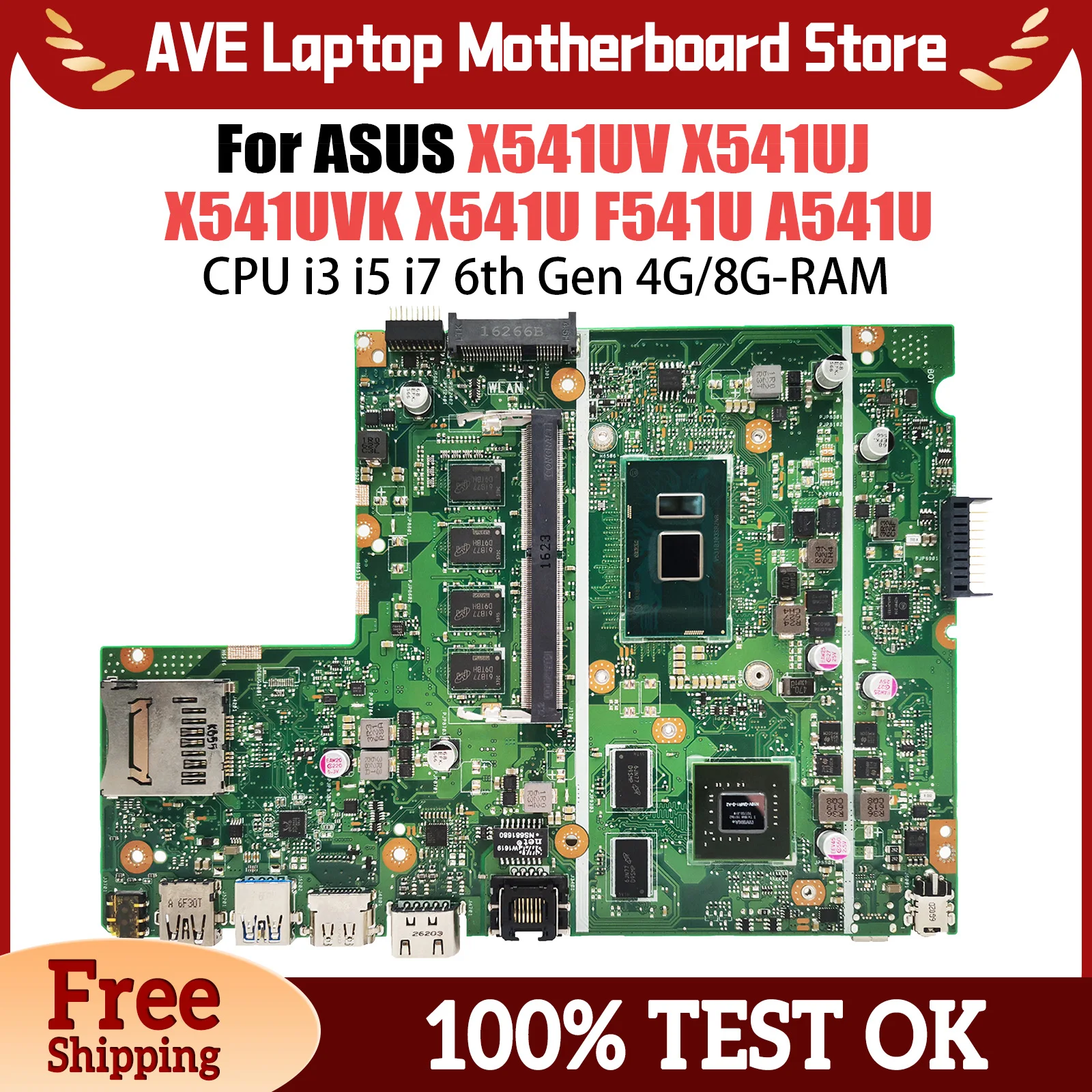 X541UV اللوحة الأم للكمبيوتر المحمول ASUS X541UJ X541UVK X541U F541U A541U اللوحة الرئيسية I3 I5 I7 CPU GT920M 4GB/8GB RAM