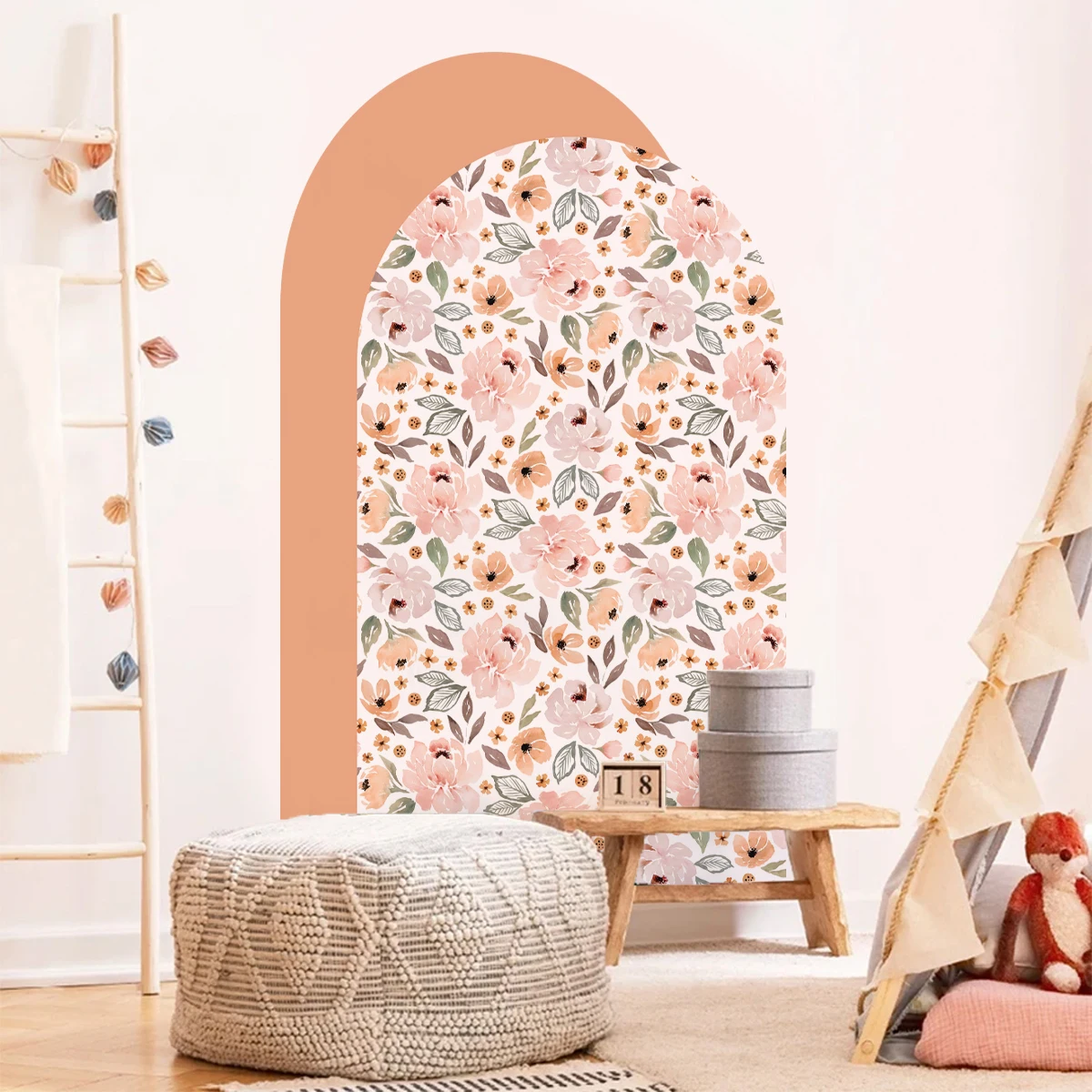 Boho Pink Flowers Warm Elegant Fresh Wallpaper Bedroom Living Room Cabinets Door Home Decor PVC