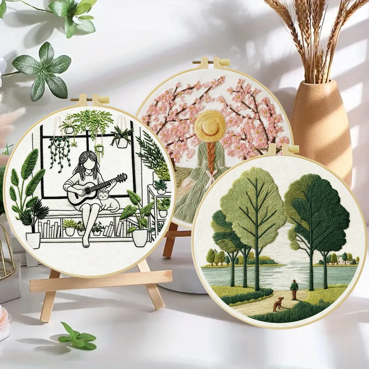 3-teiliges DIY-Stickmaterial-Set für Anfänger, inklusive Nadeln, Fäden, Stick-Starter-Kit, Kreuzstich-Kunst als Geschenk. – Detail 3