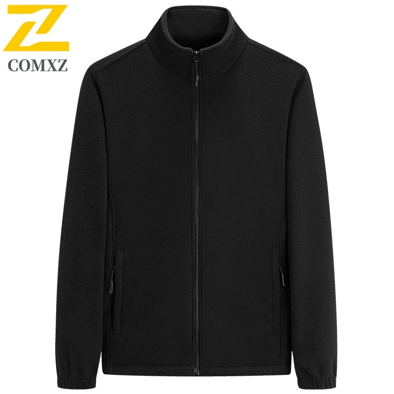 

COMXZ Мужская зимняя куртка на флисовой подкладке, утолщенное ветрозащитное пальто для путешествий на открытом воздухе, однотонные легкие куртки с воротником-стойкой