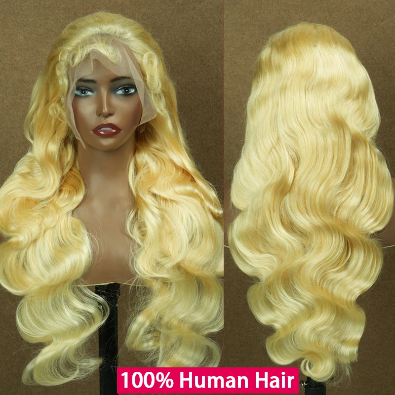 

# Парик 613 Blonde 13x4 с фронтальной шнуровкой, волнистые волосы, 100% натуральные вьетнамские волосы, прозрачная шнуровка, предварительно выщипанные пряди