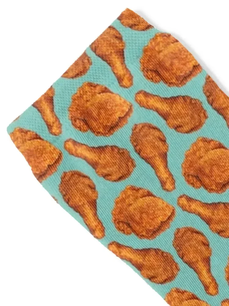 Fried Chicken Pattern - Blue Socks designer sport colored with print Male Socks Women's