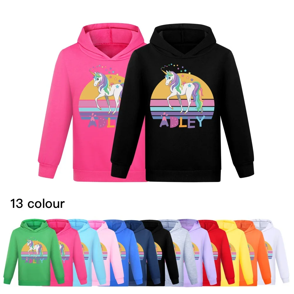 New A for Adley Hoodie Pullover Children's Outerwear Kids Cartoon Clothing Baby Girls Long Sleeved Sweatshirt Boys Hooded Coats