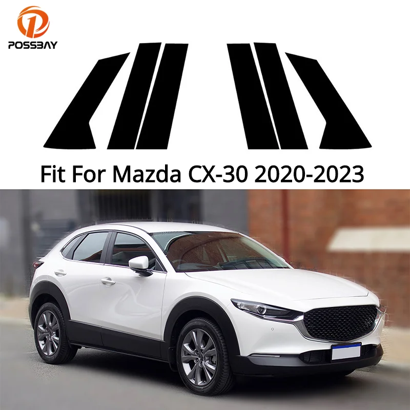 Car Pillar Posts for Mazda CX-30 2020 2021 2022 2023 Door Window Trim BC Column Stickers Auto Styling Glossy Piano Black 6PCS