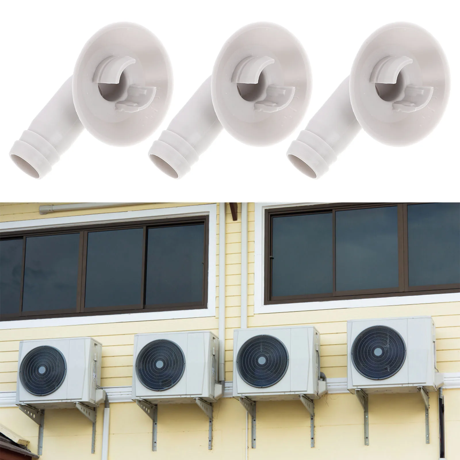 6pcs Drain Nozzle Parts for Air Conditioner Hose Connector Elbow Fitting Window AC Unit Plastic Durable Weather Resistant Leak