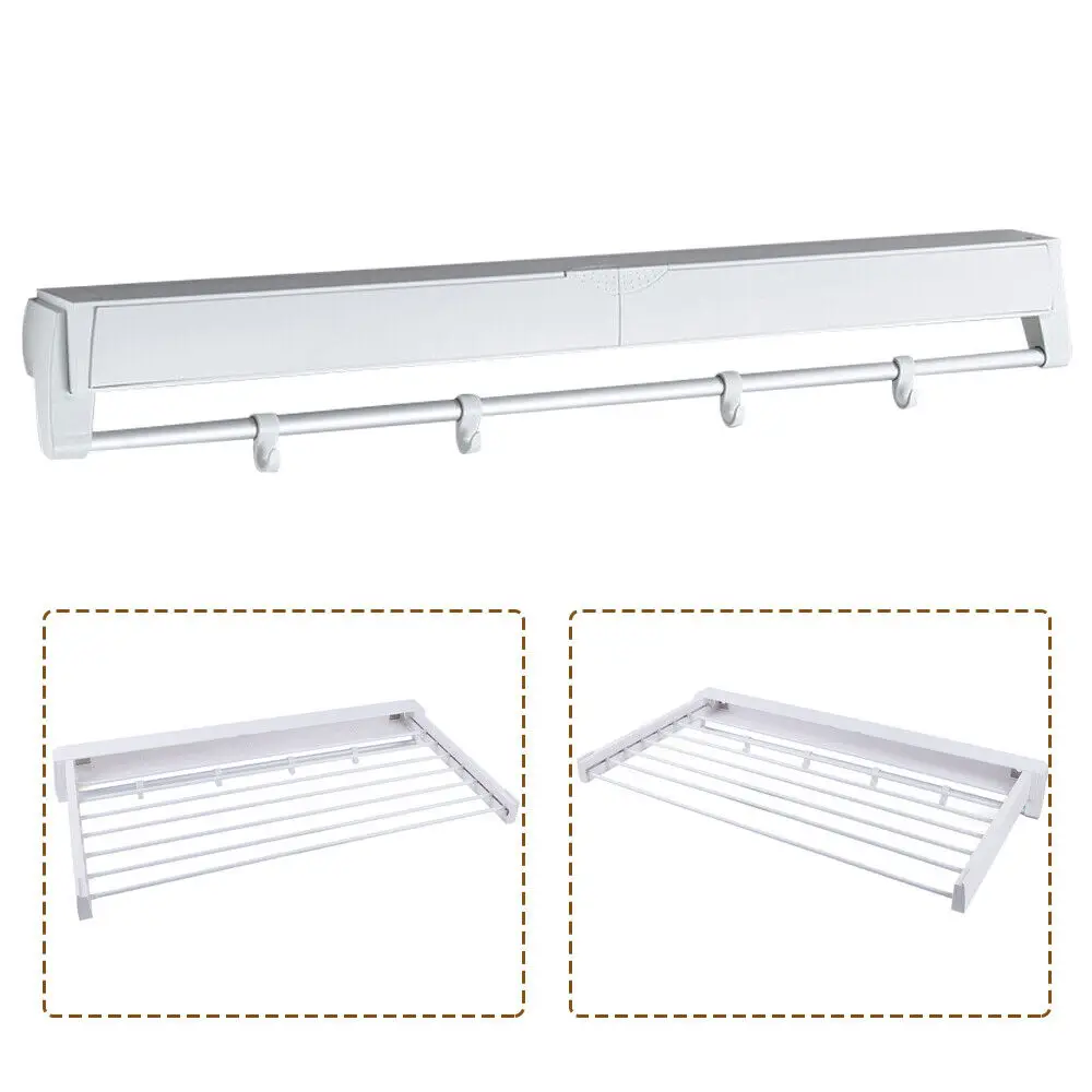 Imagem -05 - Wall-mounted Lavandaria Clothes Storage Secagem Rack Retrátil Secador Hanger Branco