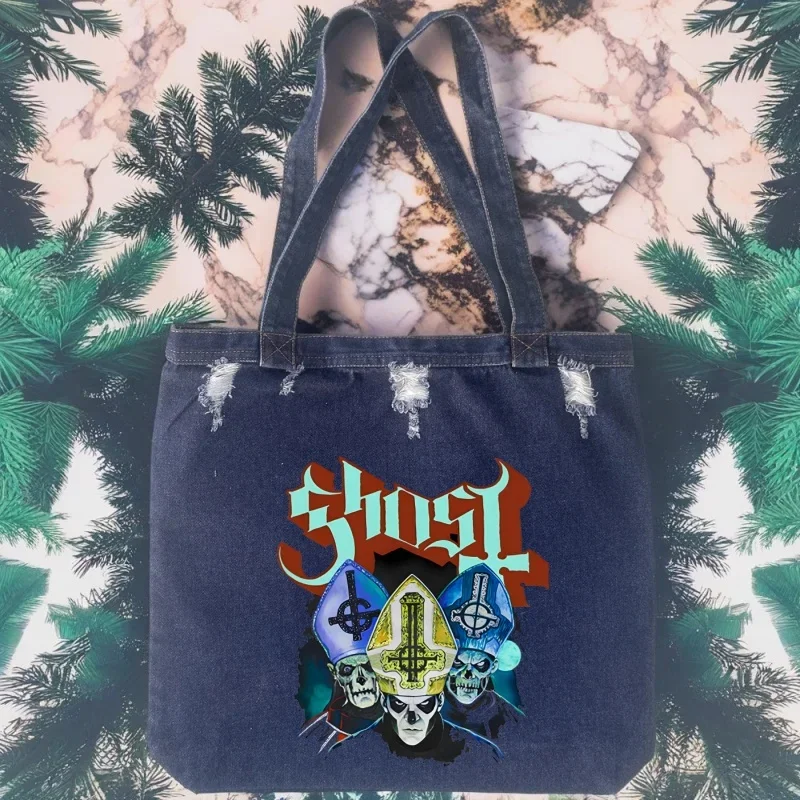 

Ghost Band Ghost B.C. Женская винтажная сумка через плечо Heavy Metal Hard Rock Band с несколькими карманами, модная большая сумка с большим ремешком, джинсовая сумка