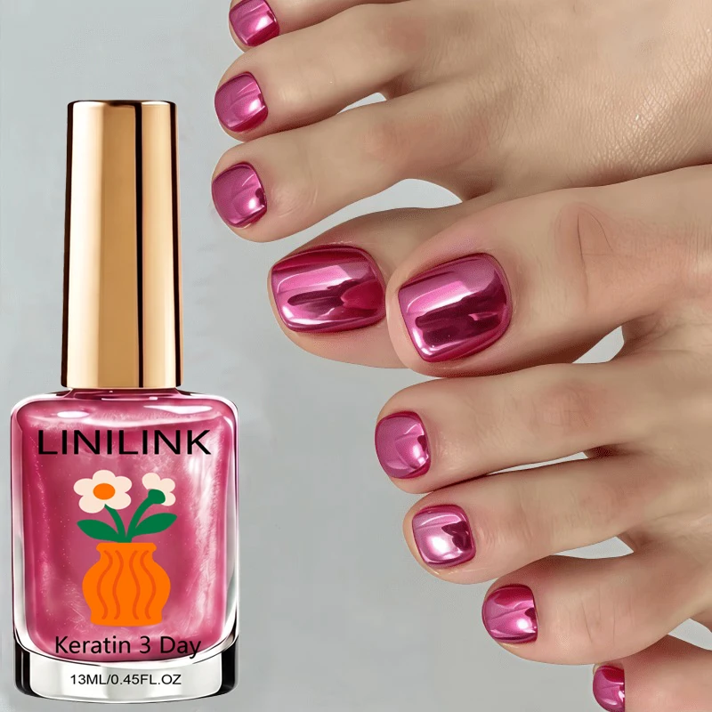 13ml Magenta Metallic Nail Strengthener High-Gloss Quick-Dry No Lamp Required Ideal for Weak Nails Christmas/New Year Color Busy
