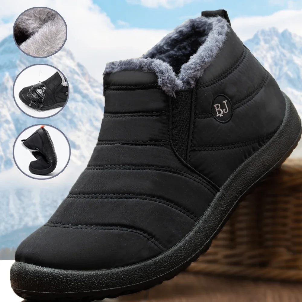 

Shoes for Men Winter Waterproof Boots Fashion Light Snow Boots Warm Fur Men Shoes Plus Size 47 Unisex Ankle Boots Casual Shoes