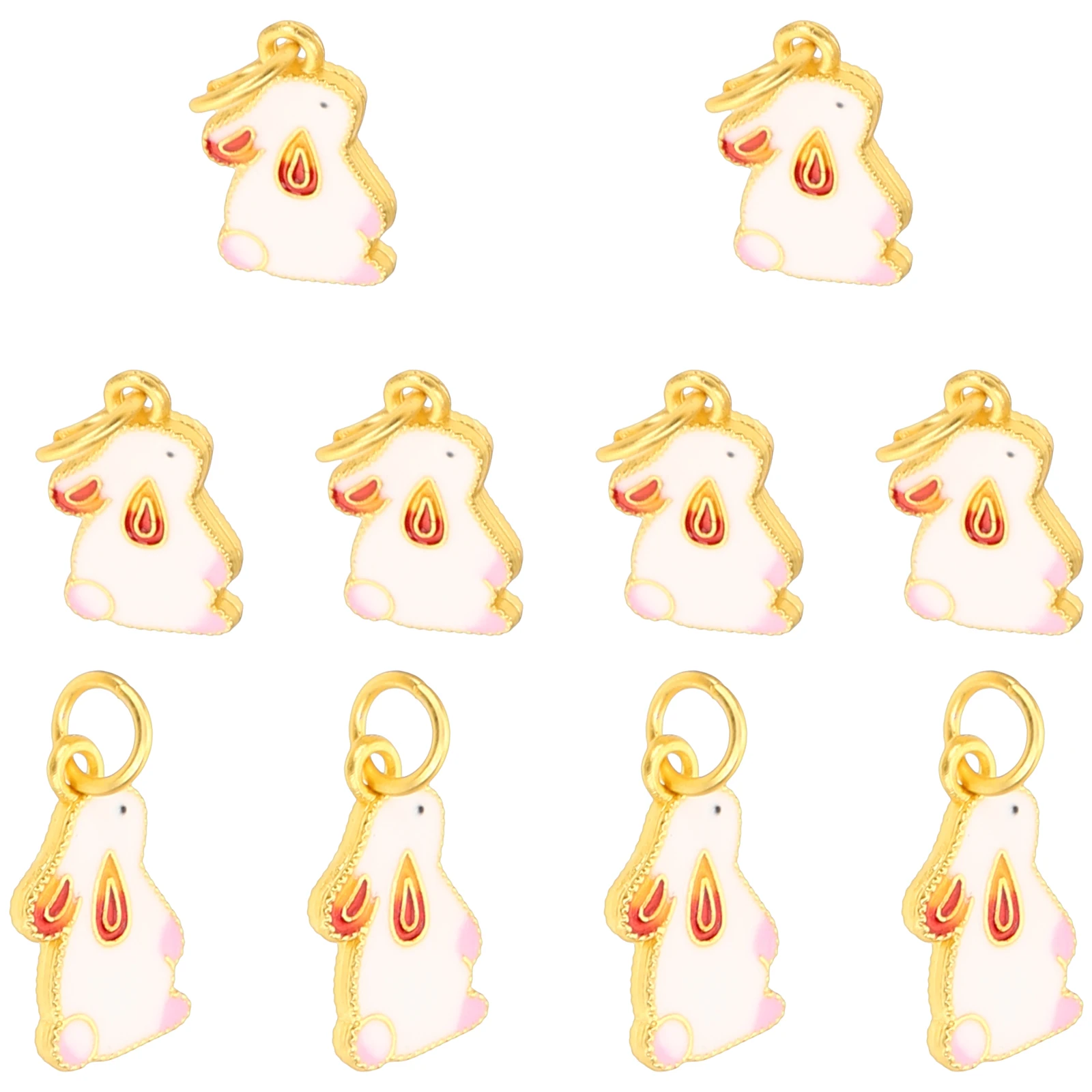 

10pcs Rabbit Pendant Zodiac Charms for Jewelry Making New Year Decoration Necklaces Teen Girls Bracelet Supplies