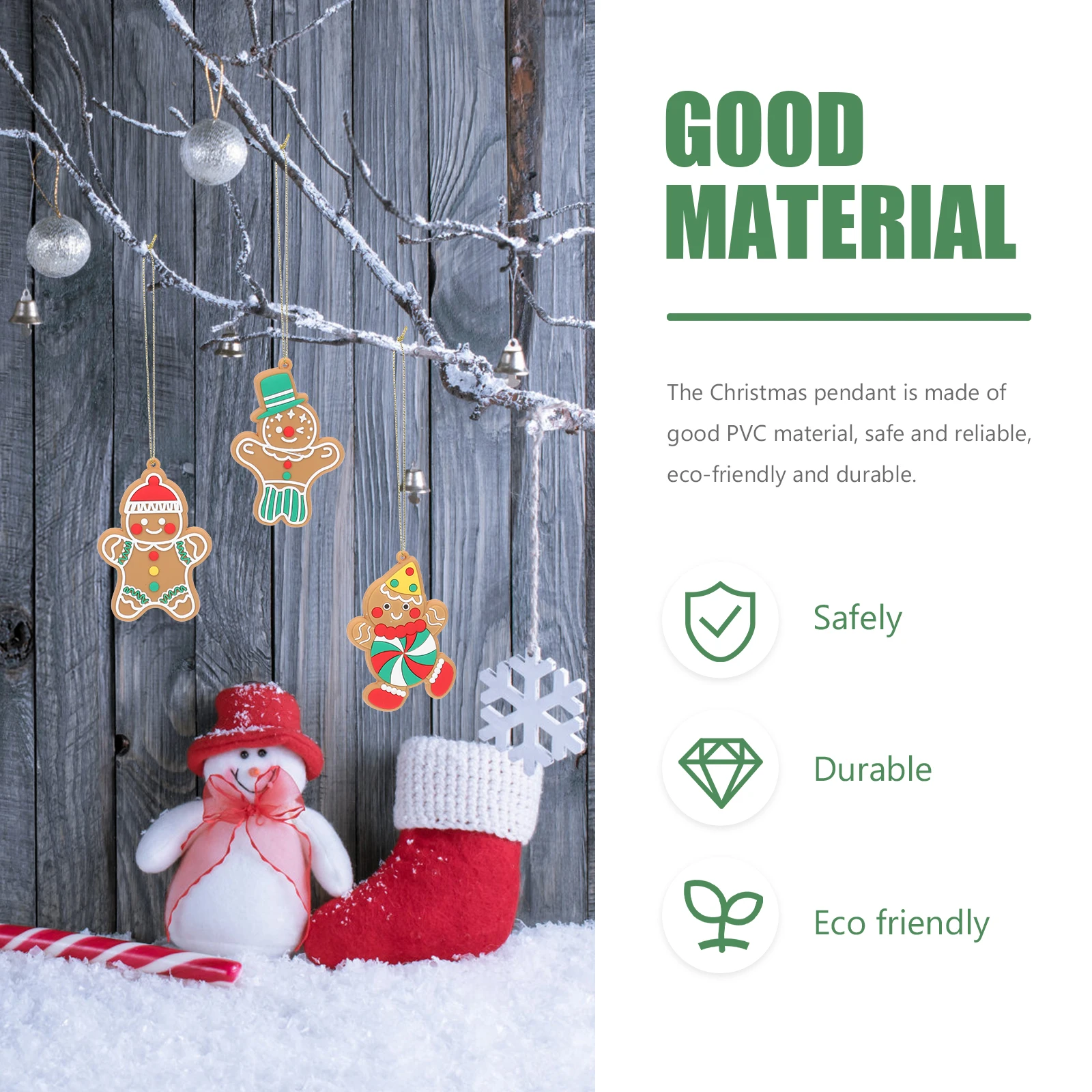 

12pcs Christmas Gingerbread Man Hanging Ornament Xmas Tree Decor Party Decoration Pvc Pendant Lightweight Tree Hanging