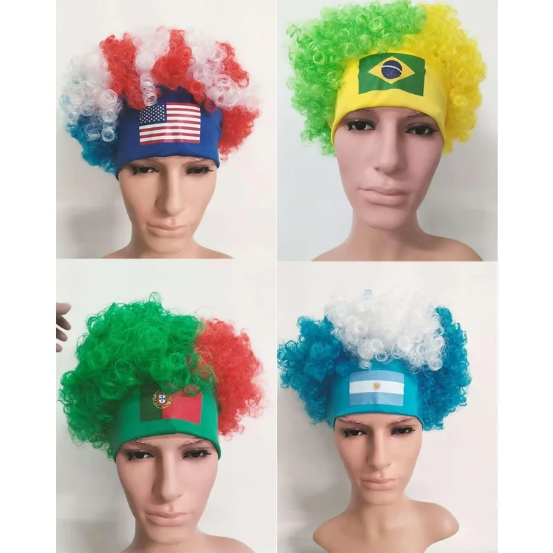 

Парик-кепка с логотипом национального флага для Чемпионата мира по футболу 2026 года, украшение для афро-причесок, костюмы для болельщиков и команд поддержки