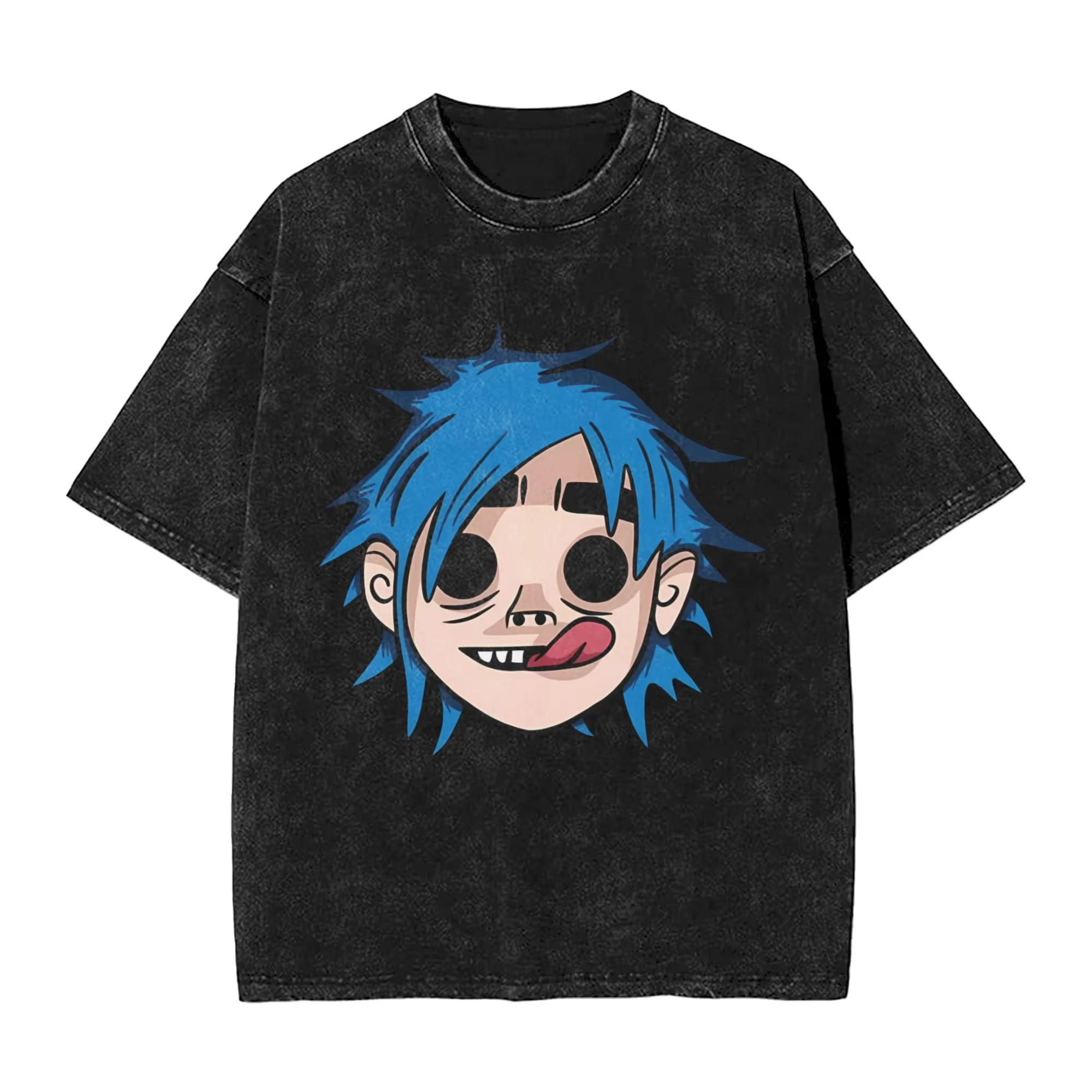 British Virtual Band Gorillaz Graphic Print T-Shirt Woman Men Crewneck Cotton Retro Washed Streetwear Fashion Summer New Tee